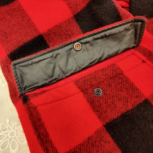 Vintage Woolrich Buffalo Wool Plaid and Acrylic Orange Reversible Jacket, XL - Picture 6 of 16